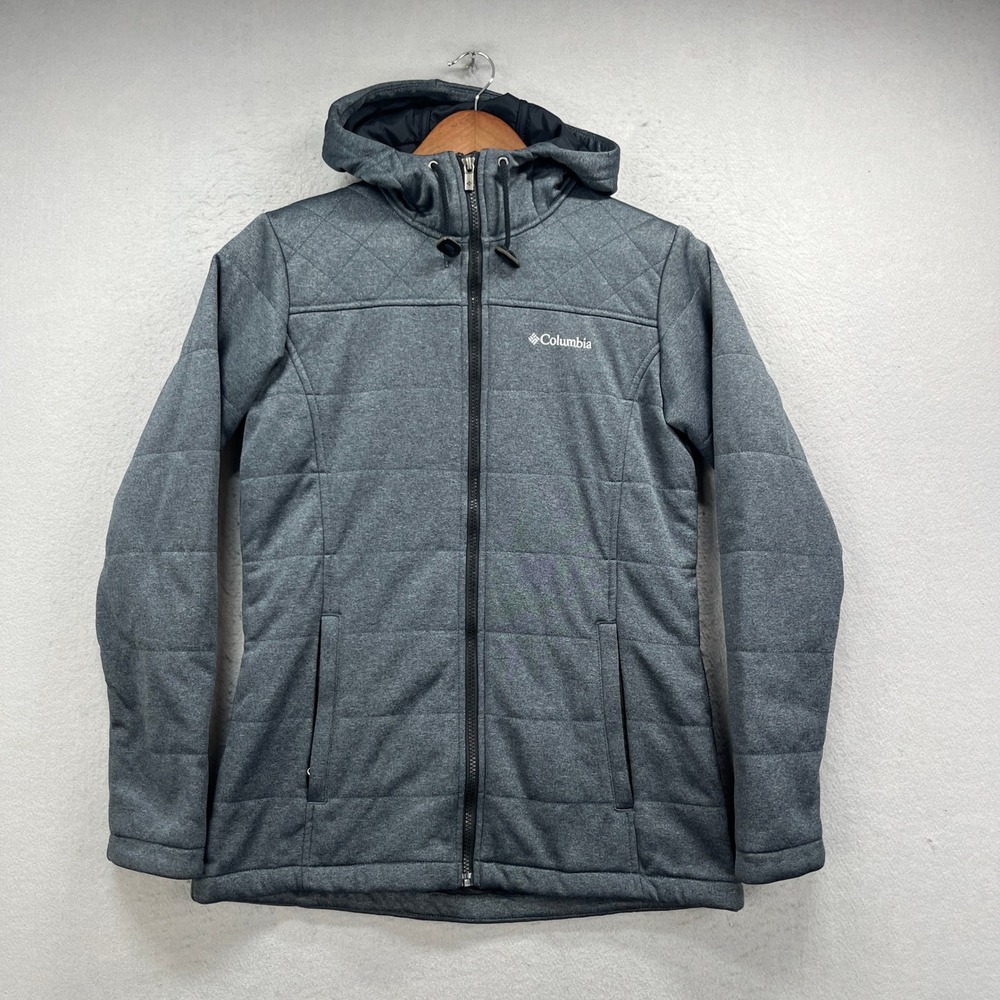 Columbia Jacket Womens Small Gray Icy Heights Quilted Hooded Puffer Gorpcore